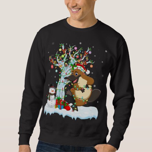 Platypus Xmas Tree Lighting Weihnachtsmannmütze Pl Sweatshirt (Vorderseite)