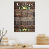 PLATZ 31 - 60 | Rustic Wood Lemon Wedding Poster (Küche)