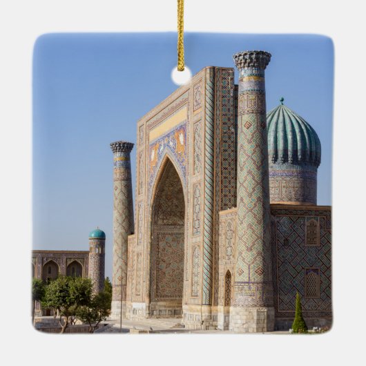 Platz bei Sonnenuntergang - Samarkand, Usbekistan Keramikornament (Rückseite)