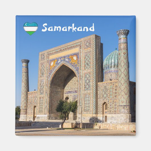 Platz bei Sonnenuntergang - Samarkand, Usbekistan Magnet (Vorne)
