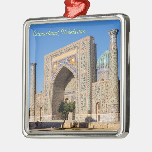 Platz bei Sonnenuntergang - Samarkand, Usbekistan Ornament Aus Metall (Links)