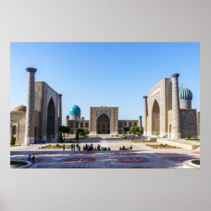 Platz bei Sonnenuntergang - Samarkand, Usbekistan Poster