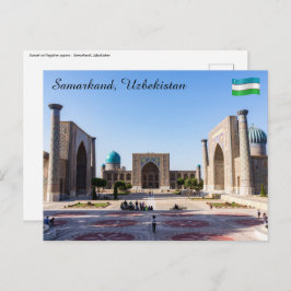 Platz bei Sonnenuntergang - Samarkand, Usbekistan Postkarte