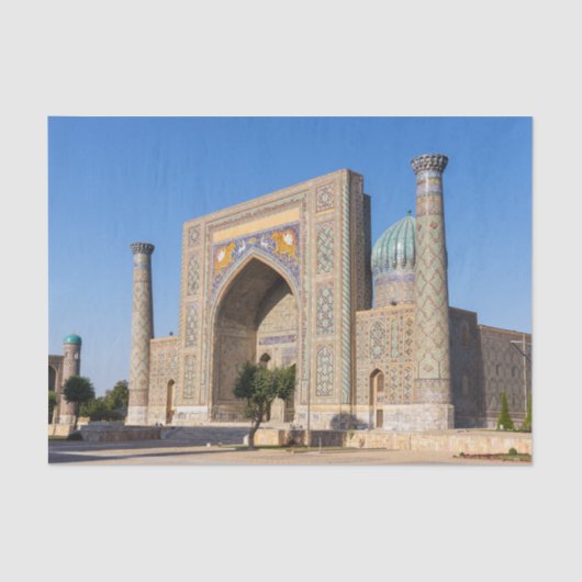 Platz bei Sonnenuntergang - Samarkand, Usbekistan Seidenpapier (Vorderseite)