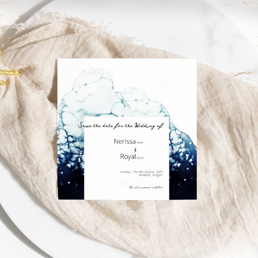 Platz der blauen Hochzeit in Urlaubsort Save The Date