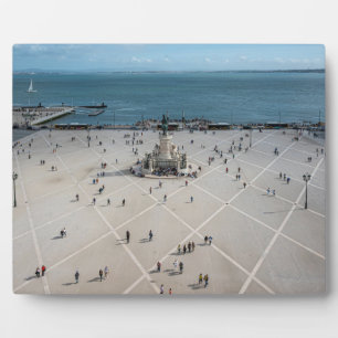Platz des Handels von oben in Lissabon, Portugal Fotoplatte