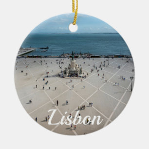 Platz des Handels von oben in Lissabon, Portugal Keramik Ornament