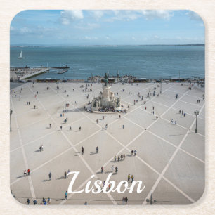 Platz des Handels von oben in Lissabon, Portugal Rechteckiger Pappuntersetzer