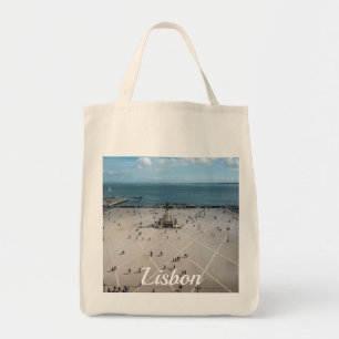 Platz des Handels von oben in Lissabon, Portugal Tragetasche