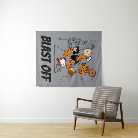 PLATZ | Erdnussbande im Weltraum Wandteppich (Beispiel (Horizontal))