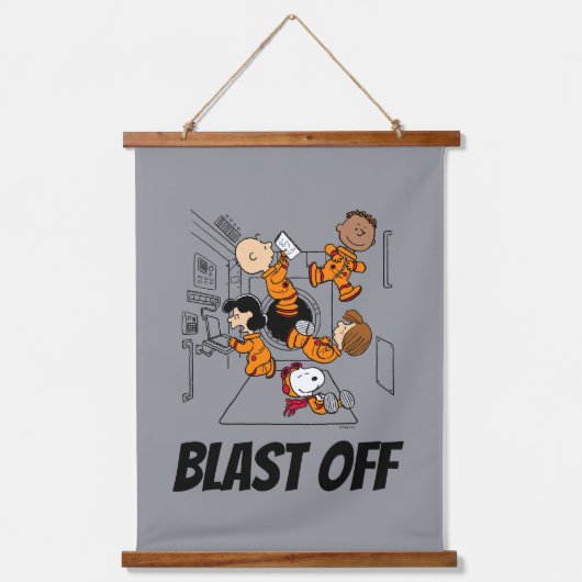 PLATZ | Erdnussbande im Weltraum Wandteppich Mit Holzrahmen (Vorderseite)