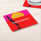 Platz Escortname Sitzplatz Sommerstrand Retro Rechteckiger Pappuntersetzer (angewinkelt)