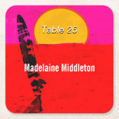 Platz Escortname Sitzplatz Sommerstrand Retro Rechteckiger Pappuntersetzer (Vorderseite)