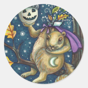 PLATZ FÜR SCHLAFHOLZ & ACORN, FUNNY HALLOWEEN RUNDER AUFKLEBER