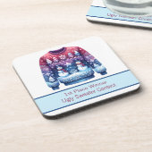 Platz Gewinner Ugly Sweater Blue Red Lila Getränkeuntersetzer (Linke Seite)