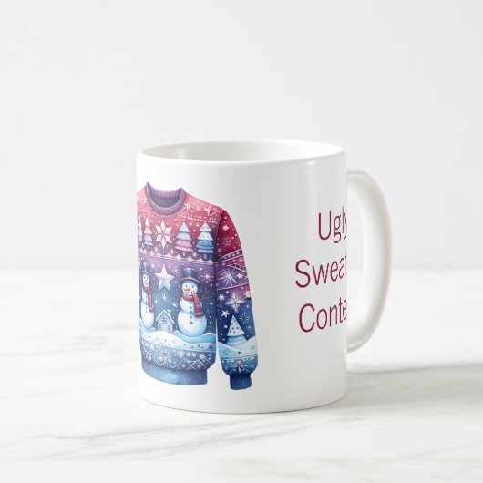 Platz Gewinner Ugly Sweater Blue Red Lila Kaffeetasse (VorderseiteRechts)