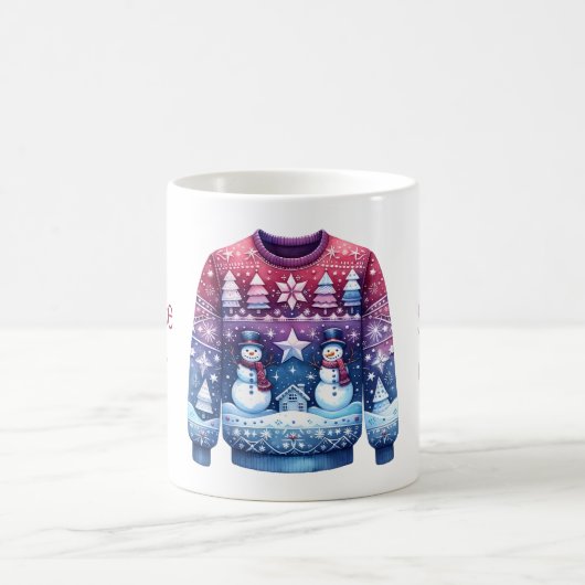 Platz Gewinner Ugly Sweater Blue Red Lila Kaffeetasse (Mittel)