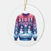 Platz Gewinner Ugly Sweater Blue Red Lila Keramik Ornament (Links)