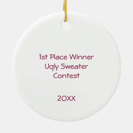 Platz Gewinner Ugly Sweater Blue Red Lila Keramik Ornament (Hinten)