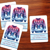 Platz Gewinner Ugly Sweater Blue Red Lila Spielkarten
