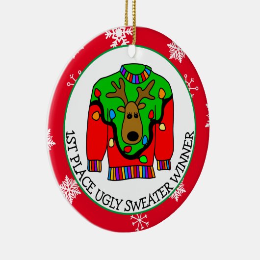 Platz Gewinner Ugly Sweater Contest Medaille Keramik Ornament (Rechts)