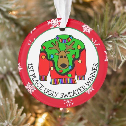 Platz Gewinner Ugly Sweater Contest Medaille Ornament (Baum)