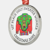 Platz Gewinner Ugly Sweater Contest Medaille Ornament Aus Metall (Links)