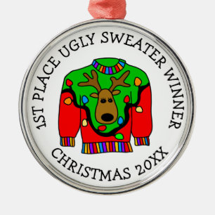 Platz Gewinner Ugly Sweater Contest Medaille Ornament Aus Metall