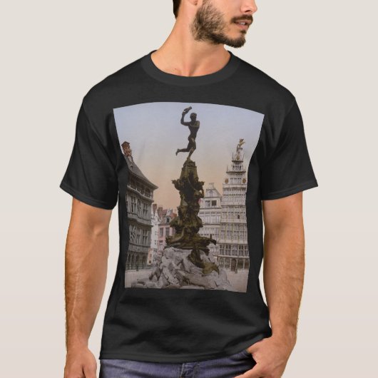 Platz in Antwerpen, Belgien (ca. 1900) T-Shirt (Vorderseite)