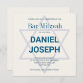 Platz jüdischer Stern Bar Mitzvah Einladung (Vorne/Hinten)