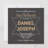 Platz jüdischer Stern Bar Mitzvah - schwarz-golden Einladung (Vorderseite)