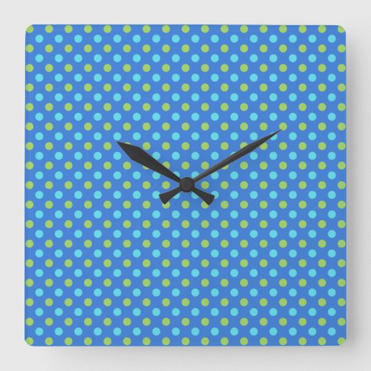 Platz- oder Rundwand-Uhr, Blue Moons Polka Docks Quadratische Wanduhr (Vorderseite)