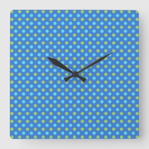 Platz- oder Rundwand-Uhr, Blue Moons Polka Docks Quadratische Wanduhr