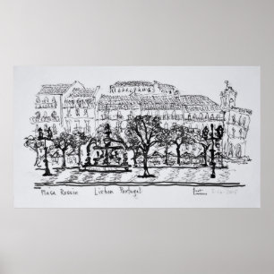 Platz Placa Rossio   Lissabon, Portugal Poster