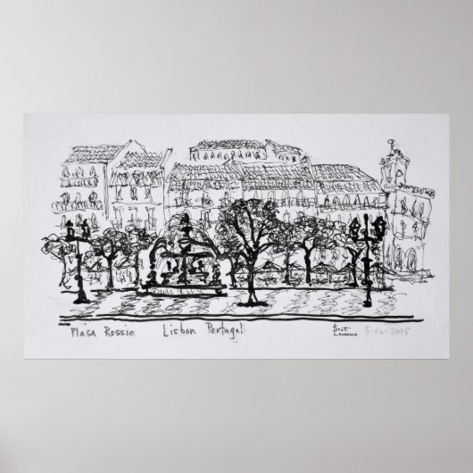 Platz Placa Rossio | Lissabon, Portugal Poster (Vorne)