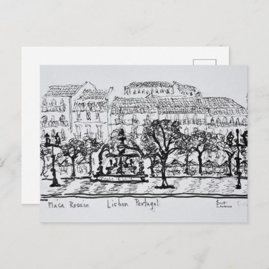 Platz Placa Rossio | Lissabon, Portugal Postkarte (Vorne/Hinten)