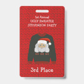 Platz Santa Ugly Sweater Party Gewinner Abzeichen Ausweis (Vorderseite)