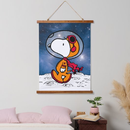 PLATZ | Snoopy Astronaut Wandteppich Mit Holzrahmen (Schlafzimmer)