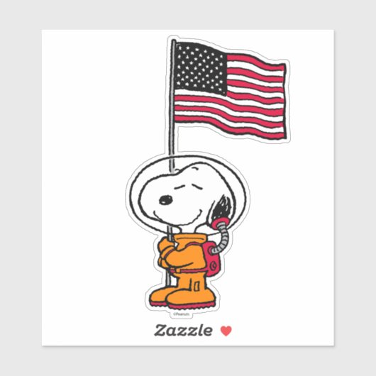 PLATZ | Snoopy mit Flaggenastronaut Aufkleber (Blatt)
