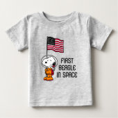 PLATZ | Snoopy mit Flaggenastronaut Baby T-shirt (Vorderseite)