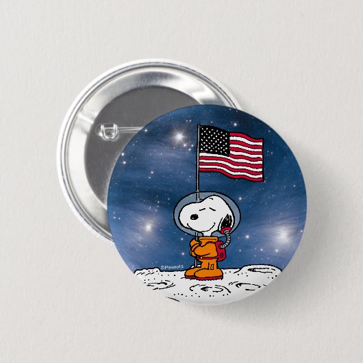 PLATZ | Snoopy mit Flaggenastronaut Button (Vorne & Hinten)