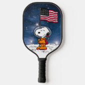 PLATZ | Snoopy mit Flaggenastronaut Pickleball Schläger (Rückseite)