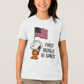 PLATZ | Snoopy mit Flaggenastronaut Tri-Blend Shirt (Vorderseite)
