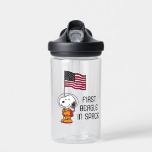 PLATZ   Snoopy mit Flaggenastronaut Trinkflasche