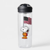 PLATZ | Snoopy mit Flaggenastronaut Trinkflasche (Vorderseite)
