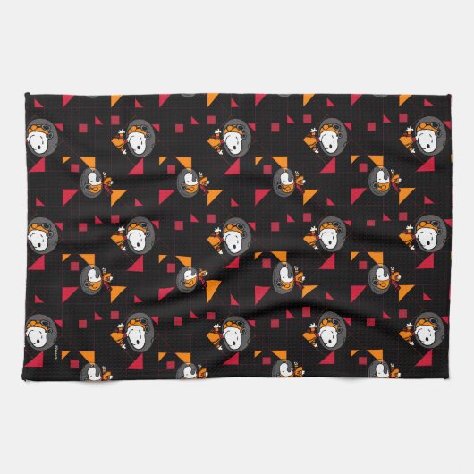 PLATZ | Snoopy Space Anzug Schwarzes Muster Geschirrtuch (Horizontal)