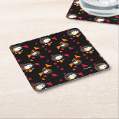 PLATZ | Snoopy Space Anzug Schwarzes Muster Rechteckiger Pappuntersetzer (angewinkelt)