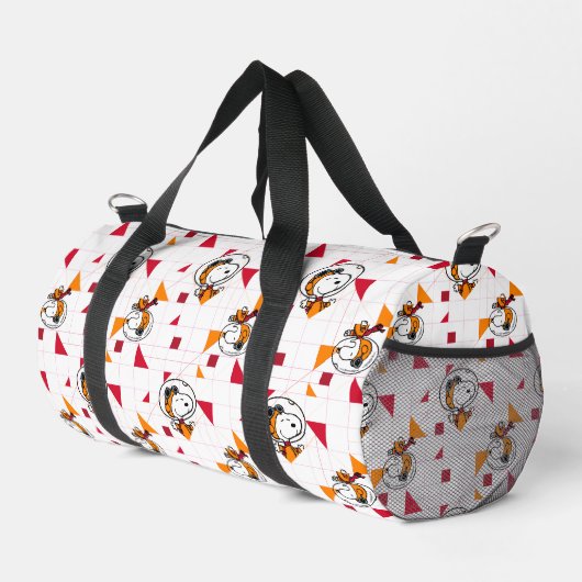 PLATZ | Snoopy Space Anzug Weißes Muster Duffle Bag (Rechte Ecke)