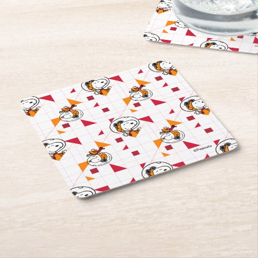 PLATZ | Snoopy Space Anzug Weißes Muster Rechteckiger Pappuntersetzer (angewinkelt)