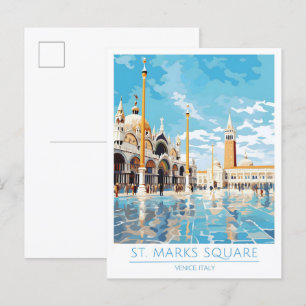Platz St. Markus Venedig Italien Vintage Reise Postkarte